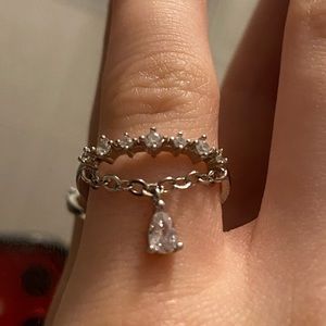 Silver Crystal Chain Ring